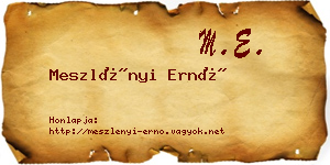 Meszlényi Ernő névjegykártya